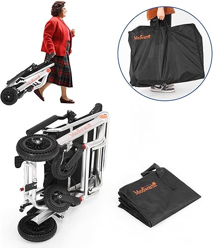 Miniatura 6 de Silla de ruedas portátil de aluminio con freno de mano, ruedas traseras de 8 pulgadas, silla de ruedas pequeña y compacta, silla de ruedas plegable