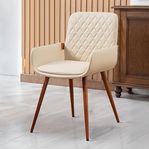 Miniatura 13 de LUNLING Juego de 2 sillas de comedor modernas de mediados de siglo, sillas de cocina de piel sintética, marco de madera curvada con reposabrazos,