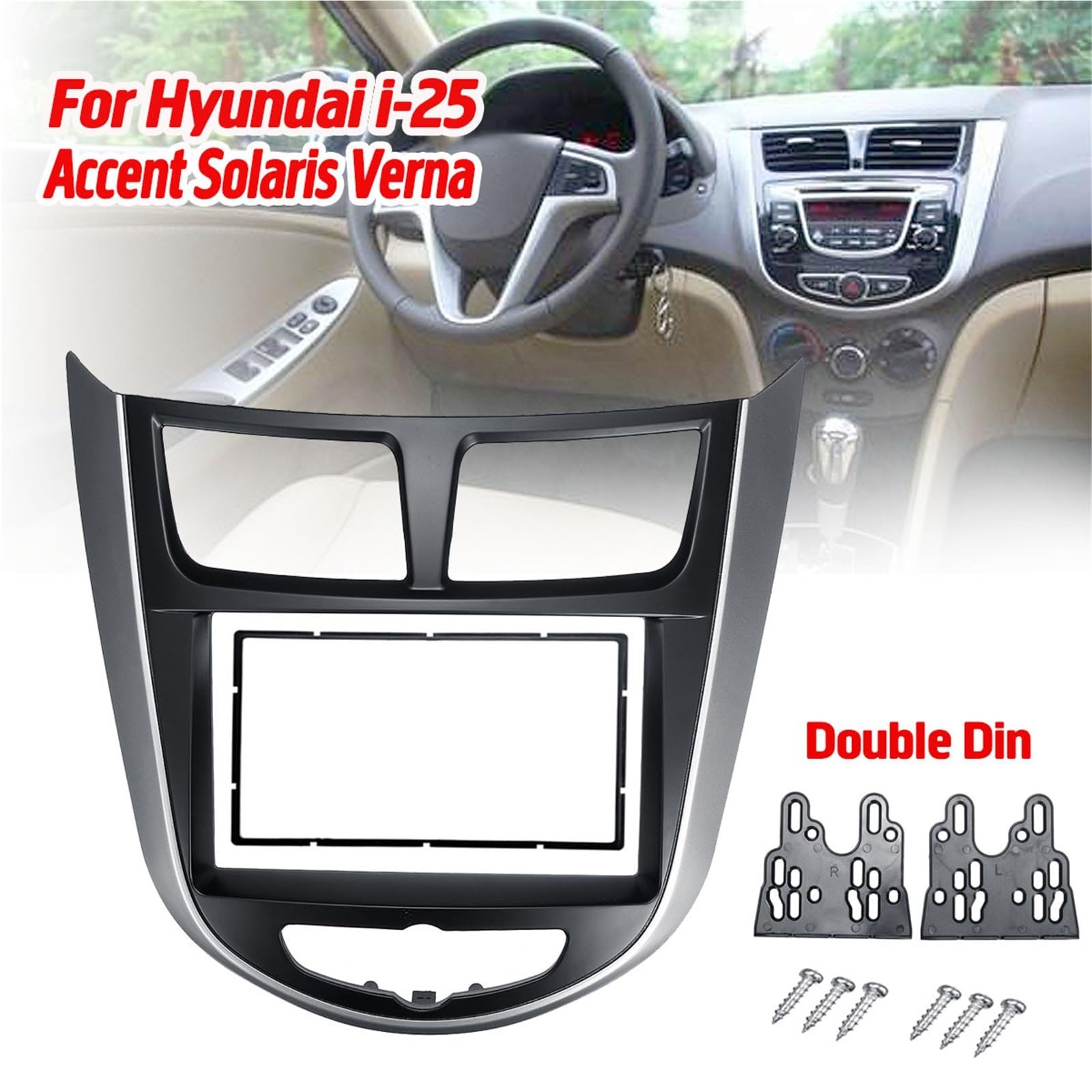Ramy samochodowe w desce rozdzielczej Fit For Hyundai I25 Accent Solaris Verna Rama radia samochodowego | 2 Din Car Audio Radio DVD CD GPS Plate Panel Frame Fascias Replacement