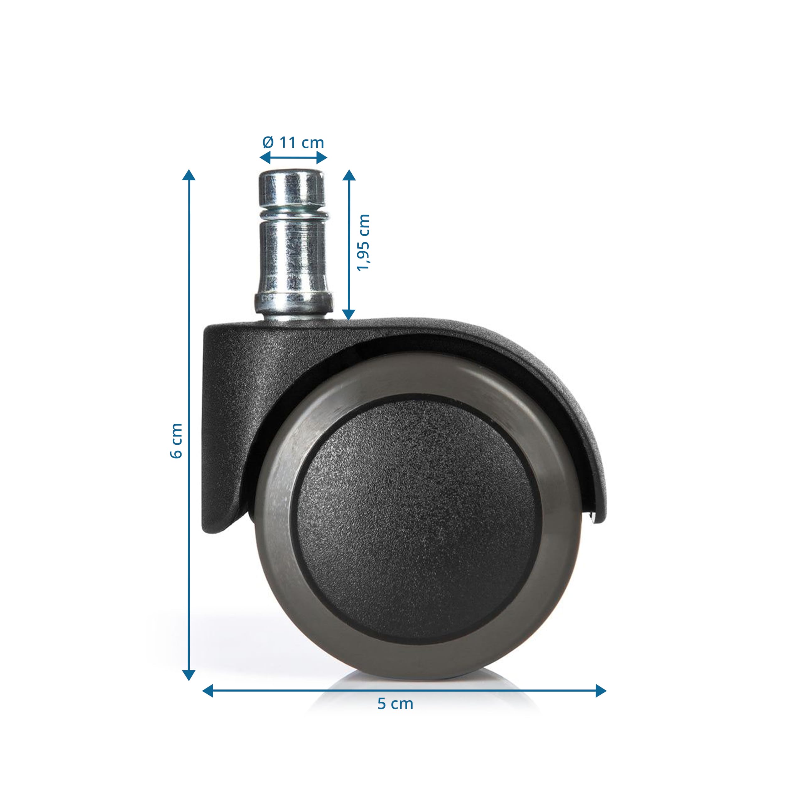 hjh OFFICE 619022 5X Hartbodenrollen 11mm / 50mm ROLO FIX Zinkgusdruck Stuhlrollen sitzgebremst für Hartböden (5er Pack) – Bild 3