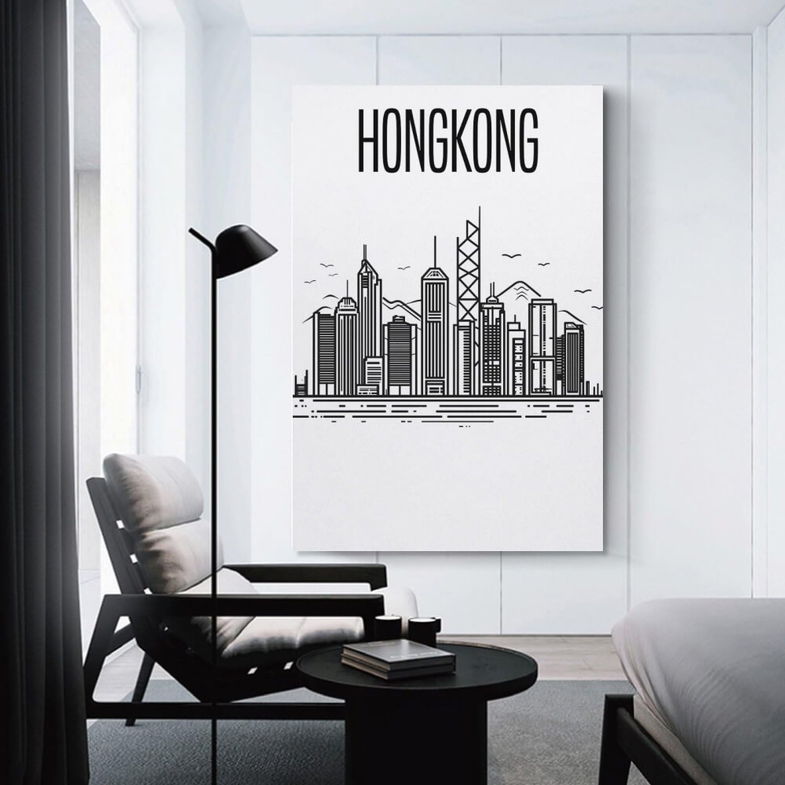 Junmoney Room Decor Wall Art Hong Kong Skyline, 20x30inch(50x75cm), for Wall Displays, Bedrooms Or Room Updates, A Versatile Canvas Print for Layering