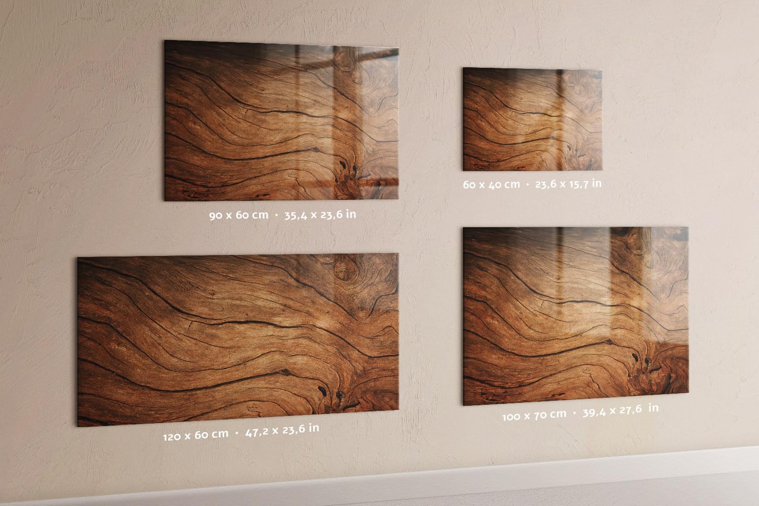 Magnettafel Glas Design | Neodym-Magnete + Marker & Schwamm inklusive | Kratzfeste Schreibfläche | Ideal für Organisation im Büro, Küche & Homeoffice- 60x40 - Altes Holz