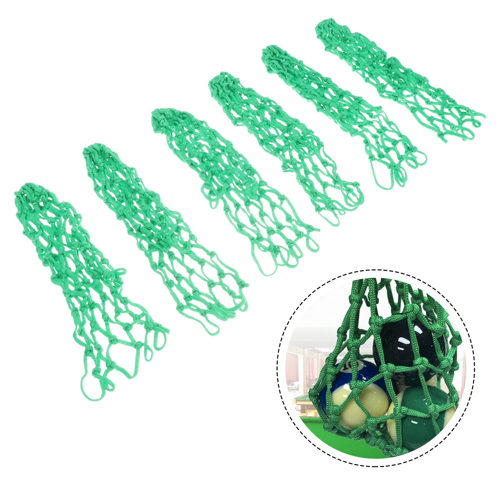 ifundom Set 6 Pz Rete da Biliardo in Cotone Verde Tasca per Palle, Portapalle da Tavolo per Biliardo, Scuole e Allenamento