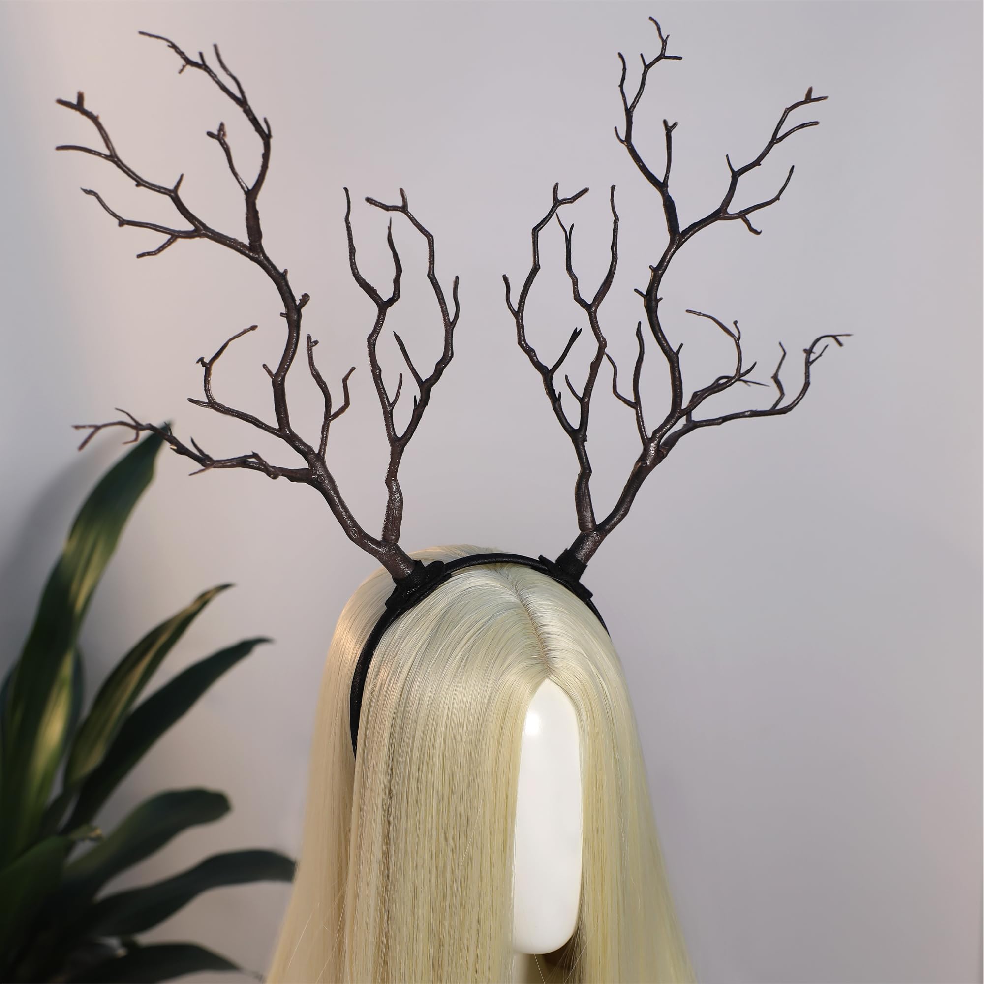 MOSTORY Cerchietto per capelli a forma di corna – marrone Woodland, ramoscello, stile rustico, grande, per adulti, Halloween, Rinascimento Renfaire Cosplay Fantasy servizio fotografico