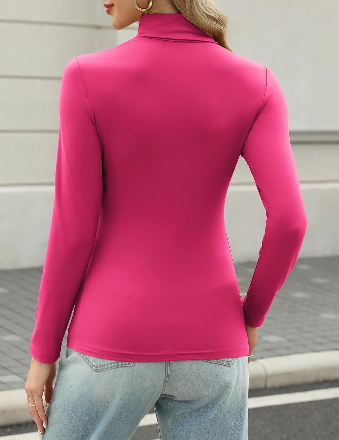 HOTOUCH Women's Turtleneck Long Sleeve Shirts Casual Basic T Shirts Lightweight Base Layer Solid Slim Fit Tops - Image 4