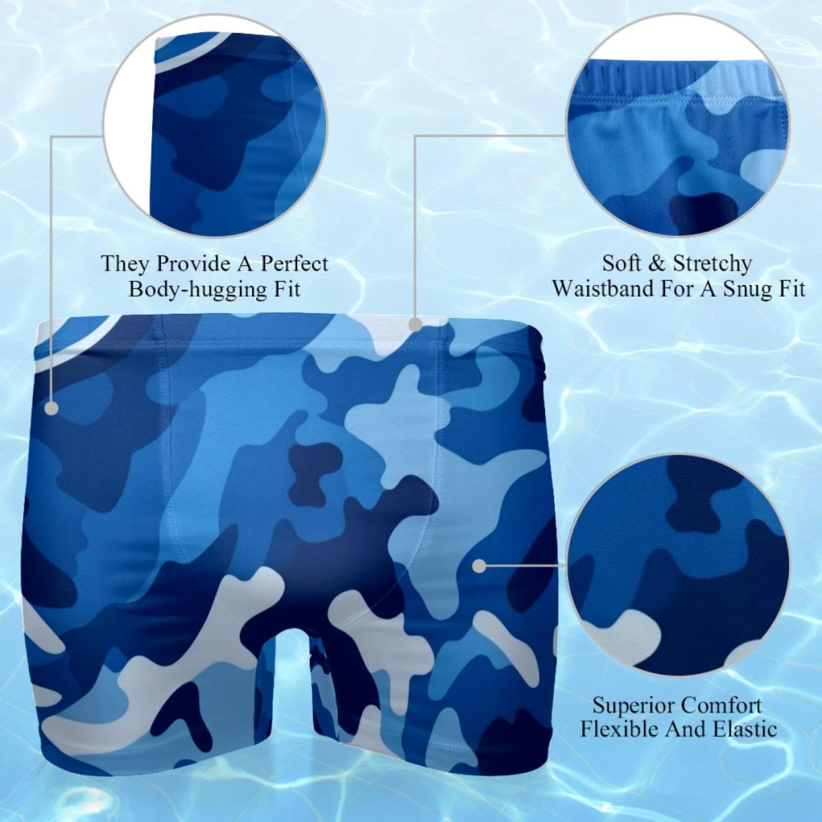 Mens Art Leopard Print-2029 Jammer Swimsuit Elastic Waistband Short Boxer Swimsuit Board Shorts, XXL,