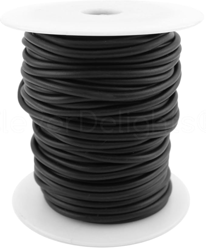 CleverDelights Black Solid Rubber Cord - 30 Feet - 3mm (3/32") Round ...