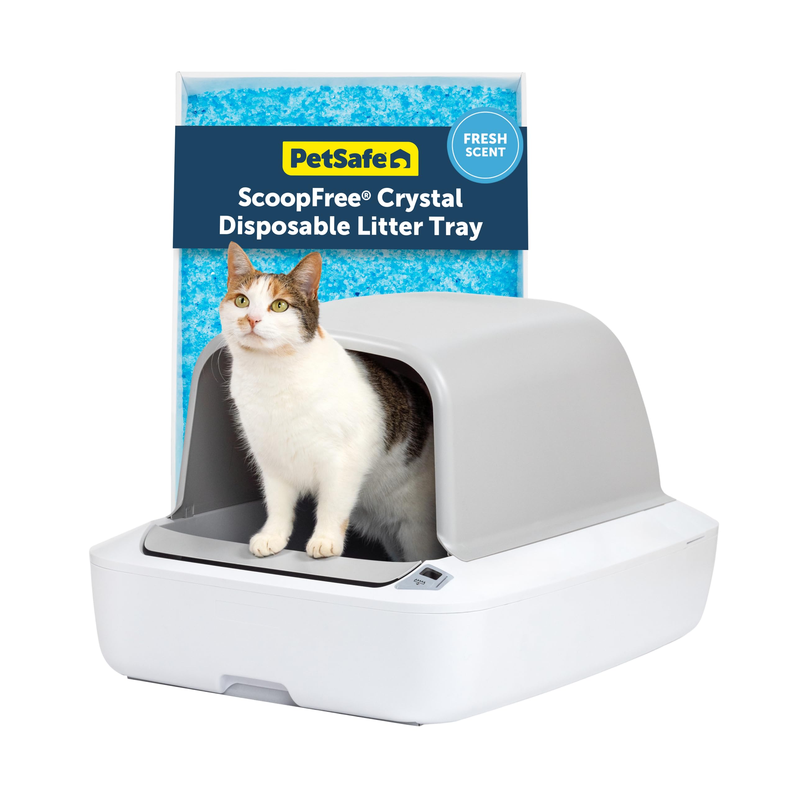 PetSafe ScoopFree Crystal Pro Self-Cleaning Cat Litter Box System Enclosed Front-Entry Advanced Odor Control Includes 1 Disposable Crystal Litter Tray White (PAL00-18017) Covered White