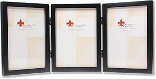 Lawrence Frames Hinged Triple Black Wood Picture Frame, Gallery Collection, 5 by 7-Inch