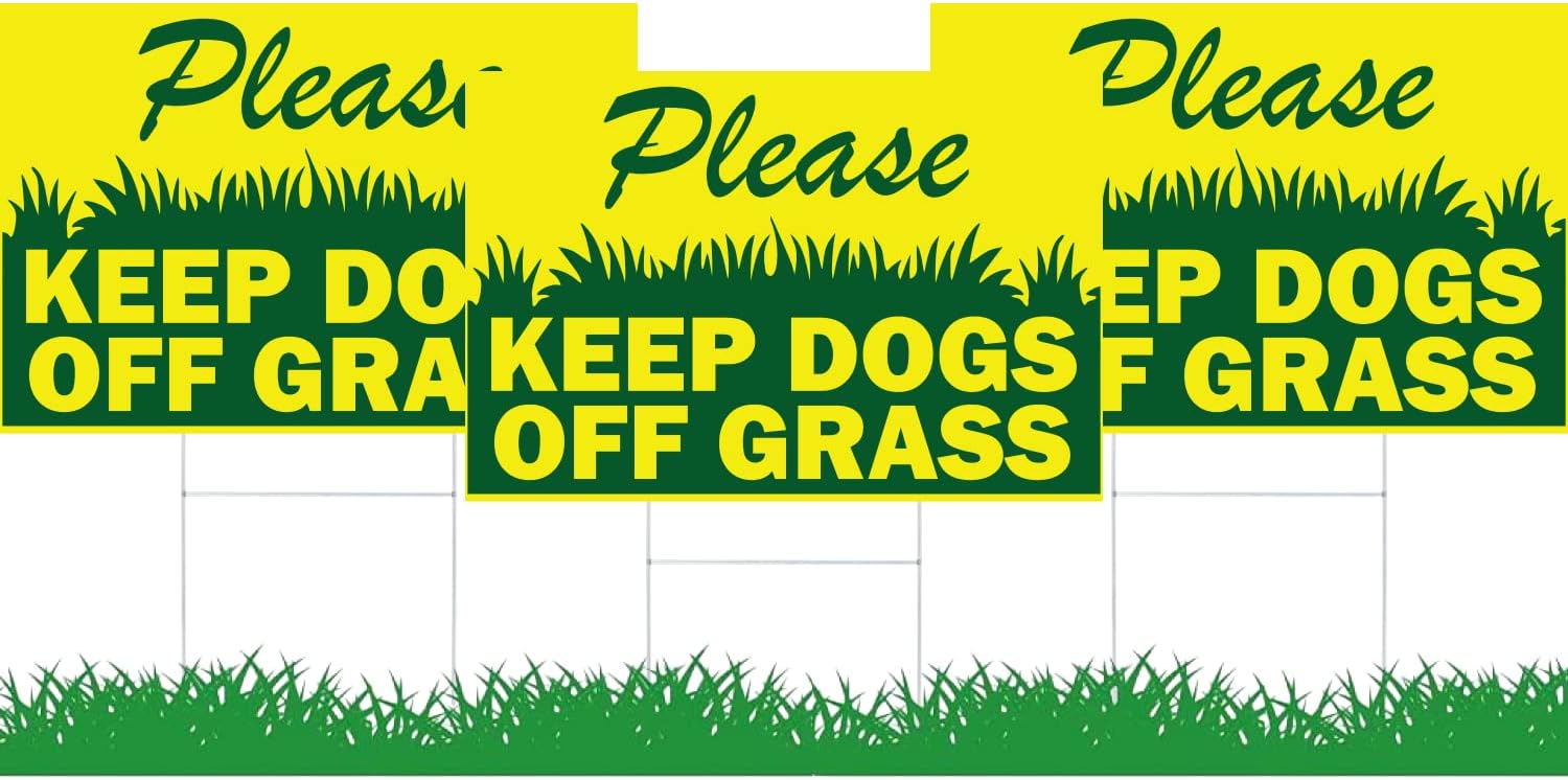3 Pack Double Sided 12 x 8 Keep Dogs Away From Grass Sign
