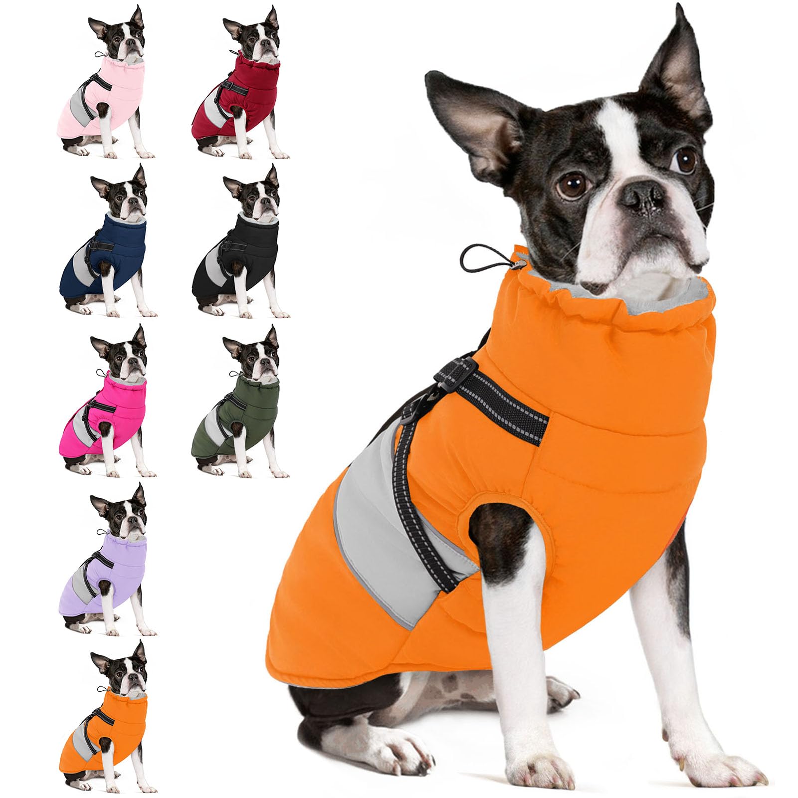 Warm Dog Coat with Harness Built in Dog Jacket for Small Dogs
