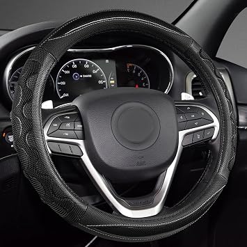 GIANT PANDA Steering Wheel Cover for Jeep Wrangler, Car Steering Wheel Cover for Jeep Grand Cherokee and Cherokee - Black