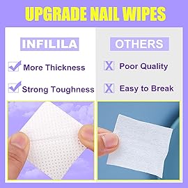NXJ INFILILA Lint Free Nail Wipes, 540PCS Non-Woven Fabric Dry Nail Prep Wipes, Super Absorbent Nail Polish Remover Wipes Lash Extensions Glue Nail Cleaning Pads for Salon Supplies