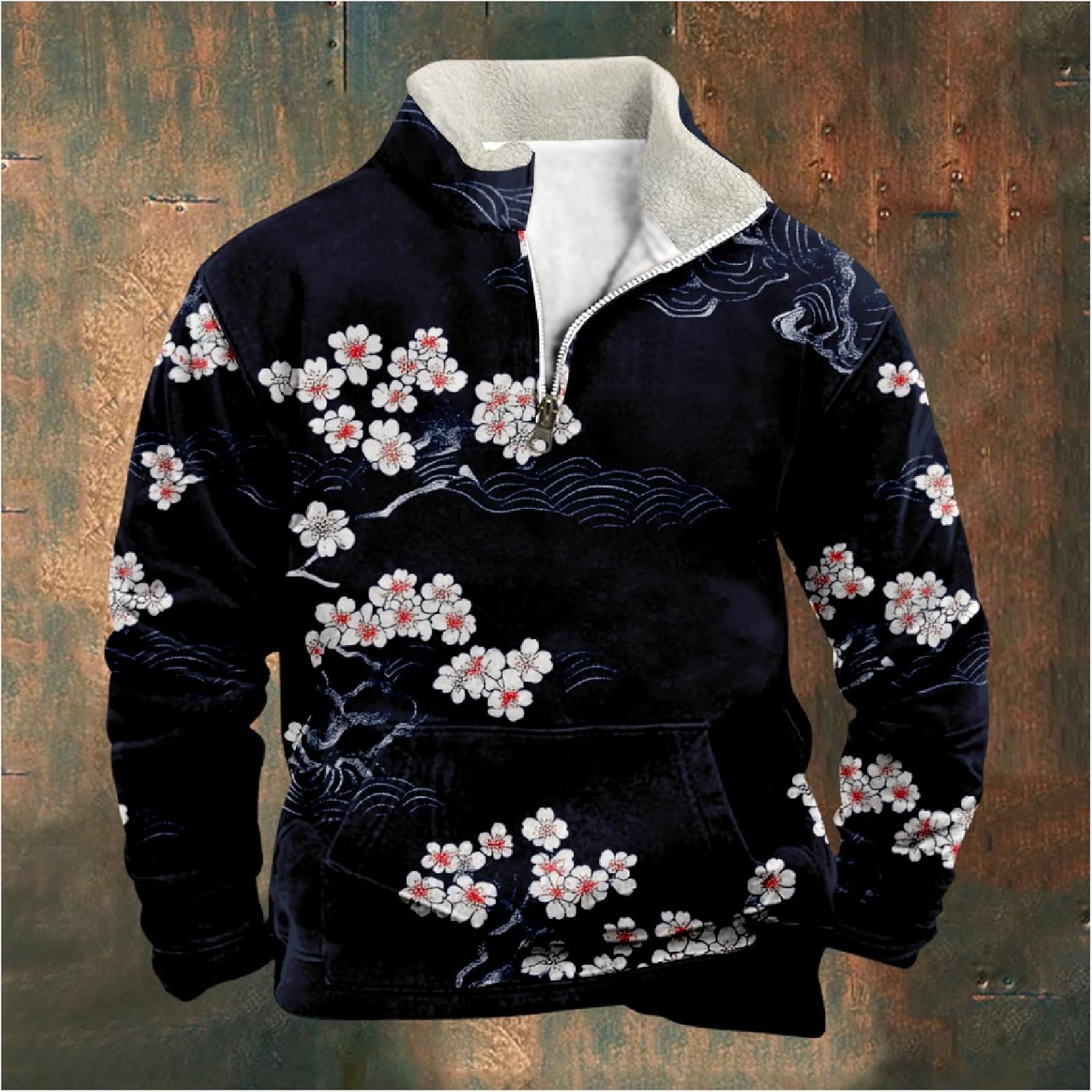 MARSVOVO Quarter Zip Sweatshirt Men Fashion Zip Up Vintage Western Cowboy Polo Pullover Long Sleeve Fall Graphic Tops - Image 3