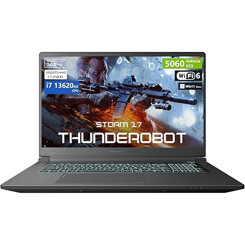 Thunderobot Storm 17 5060 Gaming Laptop, 17.3" QHD 165Hz 2K Display, Intel Core i7-13620H, GeForce RTX 5060, 64GB DDR5 RAM, 2TB SSD, RGB Backlit Keyboard, Wi-Fi 6, Windows 11 Home