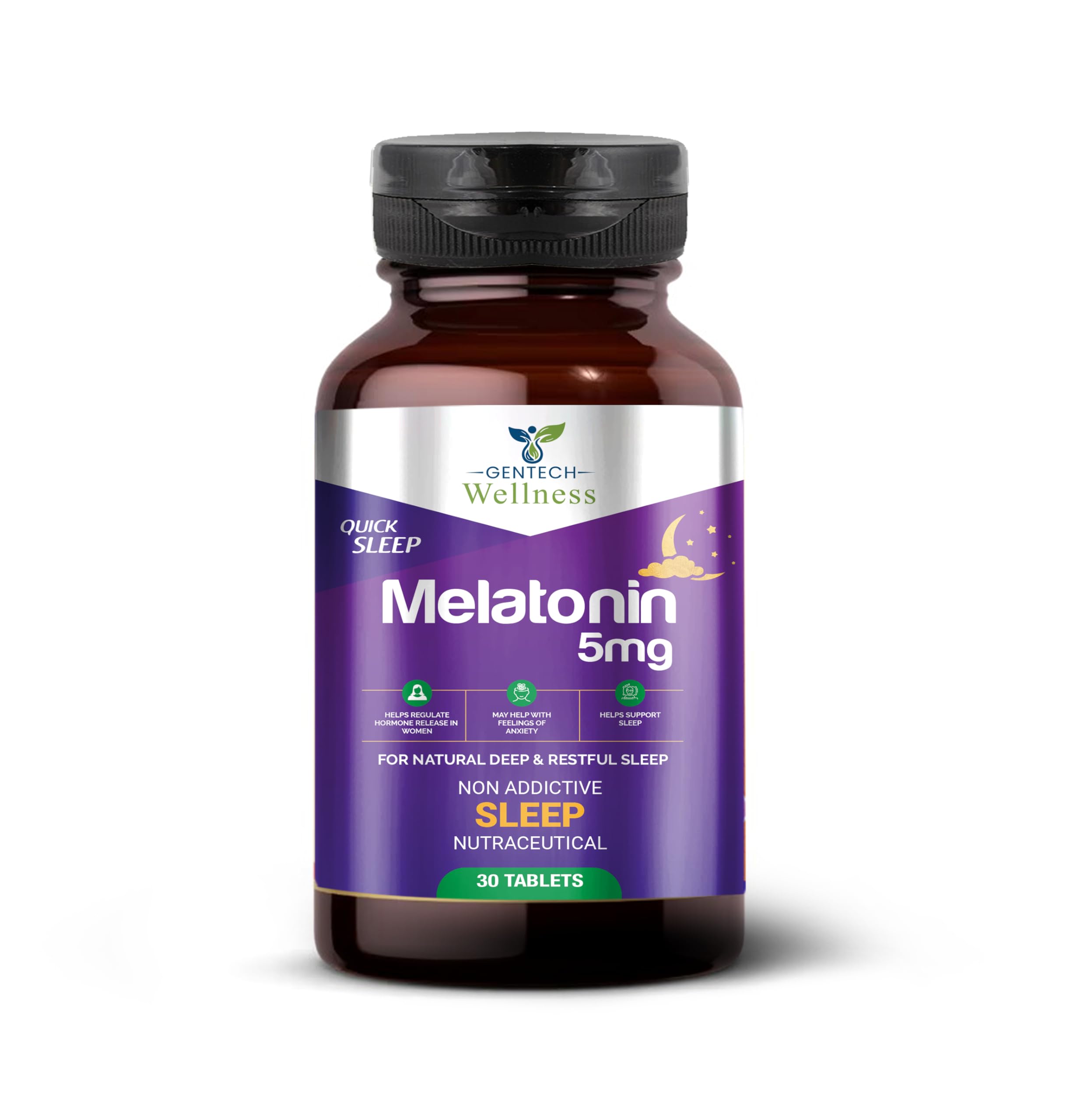 Gentech Wellness Melatonin 5mg tablets for natural deep & restful sleep