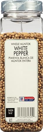 McCormick Culinary Whole Muntok White Pepper, 20 oz - One 20 oz Container of Whole White Peppercorns for Grinder Refills, Perfect on Eggs, Soups, Salads, Fish and More