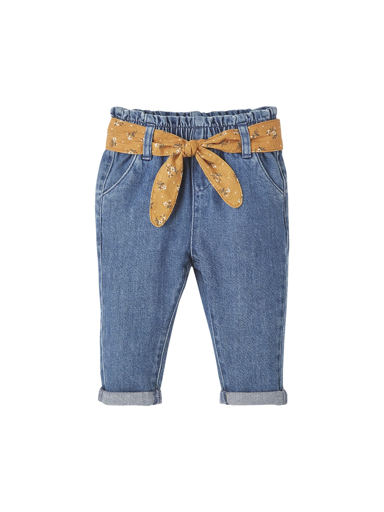 Vertbaudet Mädchen Baby Jeans mit Stoffgürtel