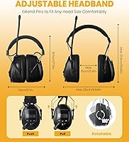 Vista 6 de E8830 auriculares con radio digital AM FM, protección auditiva con reducción de ruido de 25dB, orejeras de seguridad, cómodos protectores auditivos