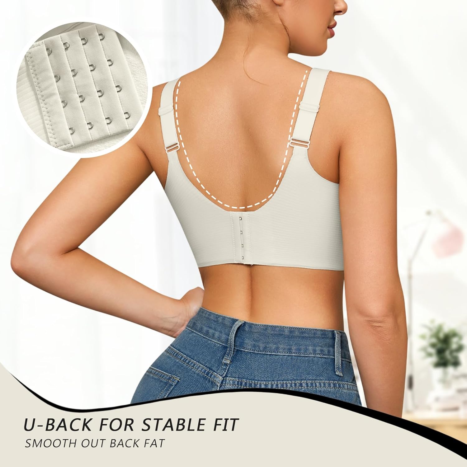 4 Pack Seamless Bra for Women, No Underwire Comfortable T-Shirt Bras,Jelly Bra - Image 3