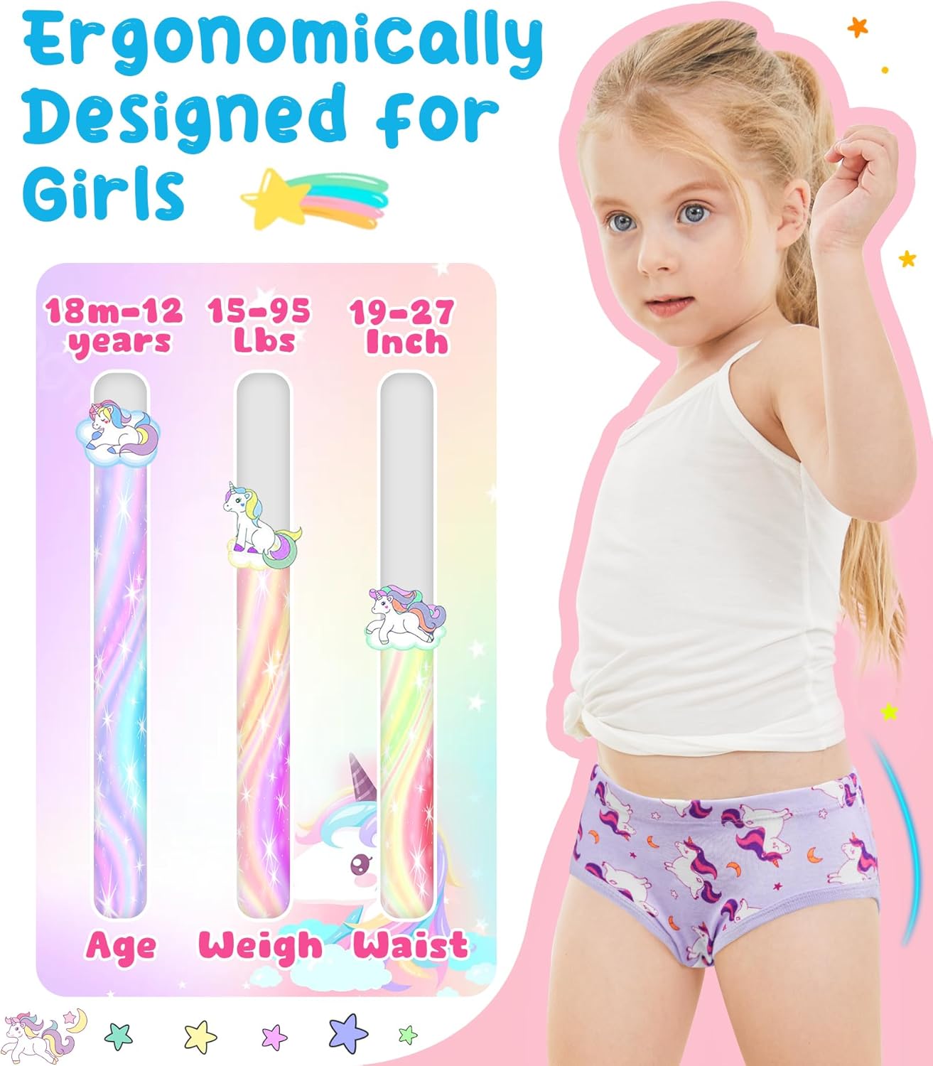 100% Cotton Girls Underwear Tagless Comfort Toddler Panties (6-Pack) - Image 3