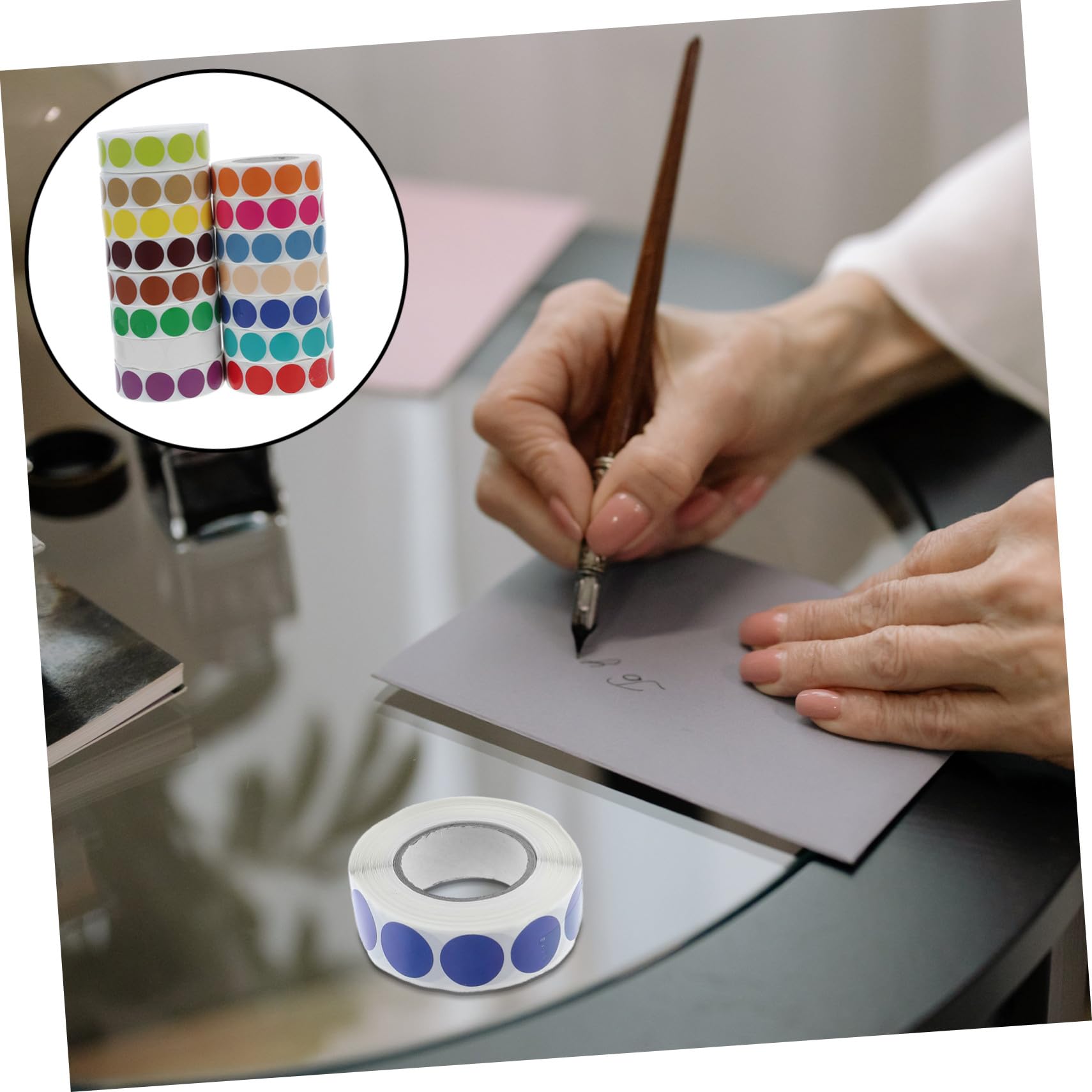 15 pièces Gommettes Rondes Autocollantes Couleurs Multiples Étiquettes Auto-adhésives pour Codage Couleur et Organisation Pastilles Ronde pour Bureau École et Projets