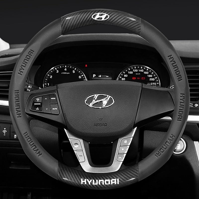 Capa para Volante Zotitlk em Couro Nappa com Textura de Fibra de Carbono para Hyundai, 37–38 cm
