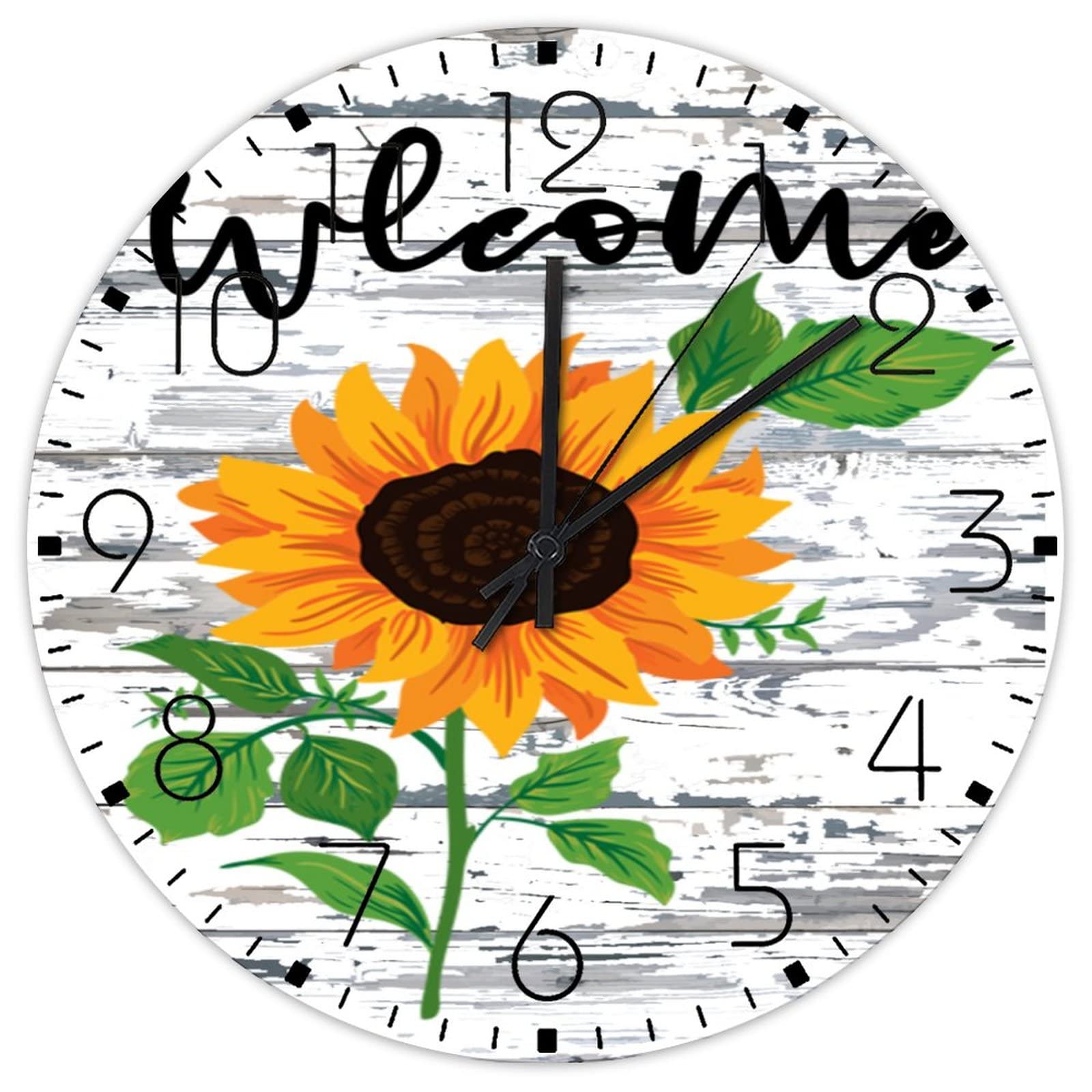 Pendule murale tournesol pour cheminée et salle à manger lumineuse