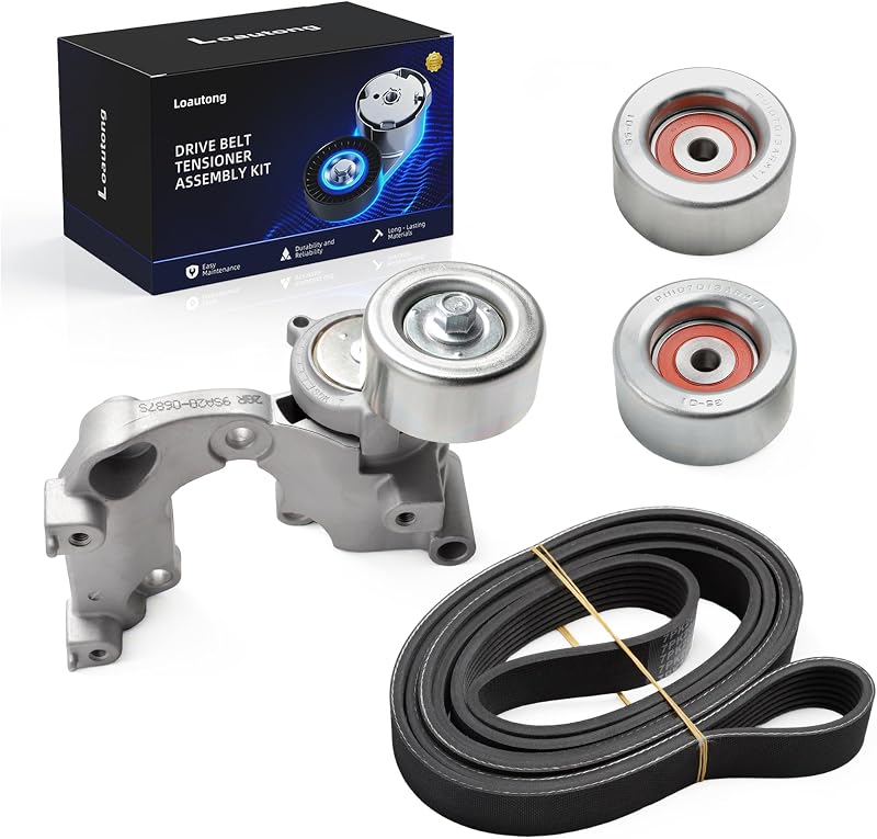 Kit de tensionador e polias da correia serpentina Loautong para Toyota 4Runner, FJ Cruiser, Tundra e Tacoma – Conjunto