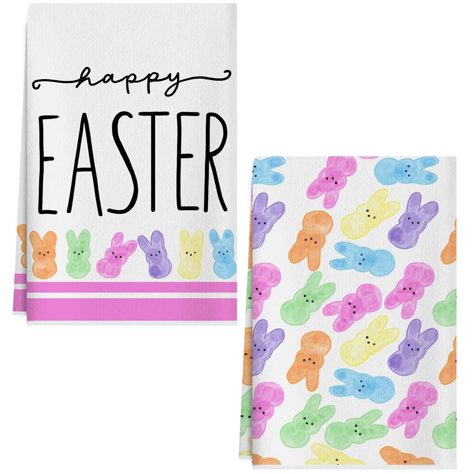 Yunvisty Easter Bunny Kitchen Towel Cleaning Cloths Cute Bunny Gifts and Happy Easter Greeting Kitchen Dish Towels Seasonal Spring Decoration for Festive Home Decor Cooking Special Celebrations