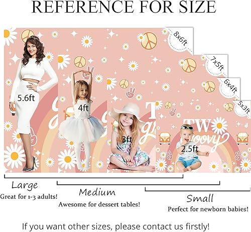 Miniatura 7 de Mocsicka Fondo de 2 cumpleaños Groovy con texto en inglés "Two Groovy" para decoración de fiesta de cumpleaños de 2 cumpleaños, margarita, hippie,