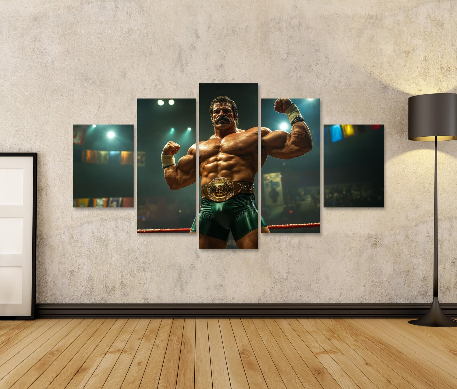 islandburner Quadro su tela Culturisti in gara con cintura di campionato per palestra, appassionati di fitness, palestra, immagini murali poster