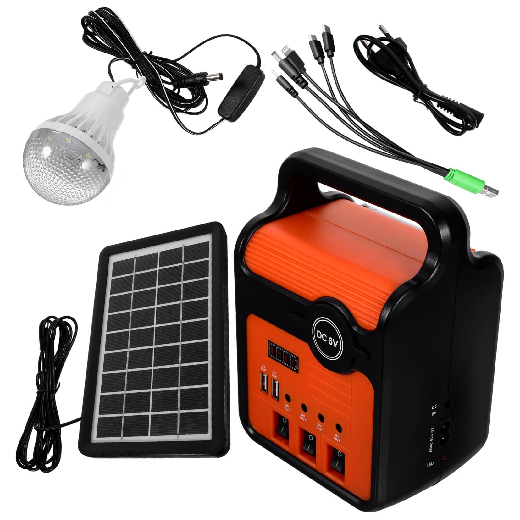 Abaodam Générateur D'énergie Solaire 220v 25w Compact et Silencieux Lumière LED et Chargeur USB pour Usage Domestique et Jardin Extérieur
