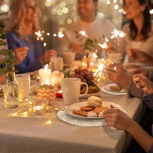 Miniatura 6 de Manteles individuales plateados con purpurina brillante para cocina, manteles individuales para niños, manteles individuales para fiestas de