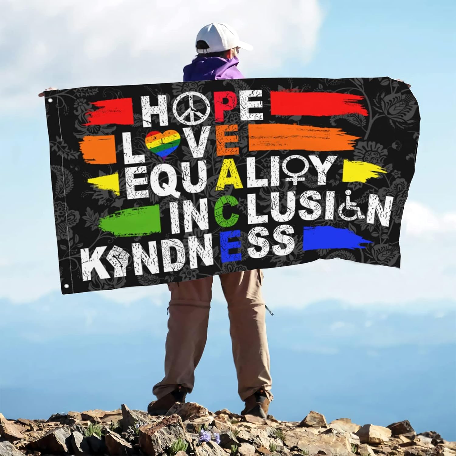 Hope Love Equality Inclusion Kindness Flag 3x5 Ft Outside Peace Garden Yard Banner Outdoor Decorative Sign - Image 6