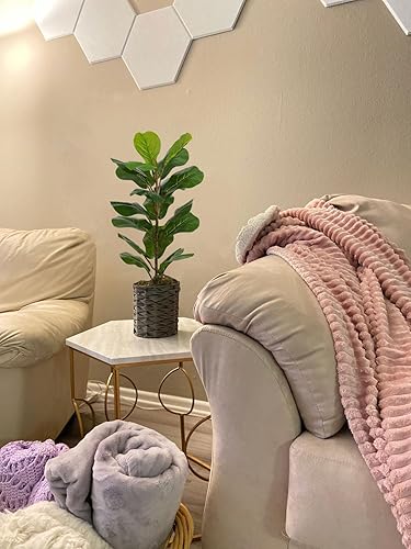 Miniatura 5 de Aveyas Higuera artificial de hoja de violín Ficus lyrata de 30 pulgadas para decoración del hogar, planta sintética grande en maceta, árboles de