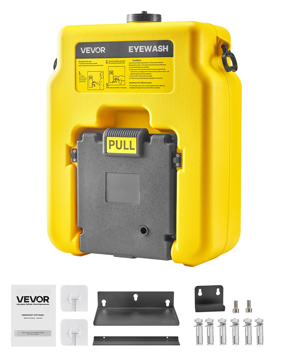 VEVOR Estación Lavaojos Portátil, Unidad Lavaojos de Emergencia 490 x 290 x 640 mm con 2 Rociadores para Montaje en Pared o Sobre Superficie Plana para Escuelas, Laboratorios y Fábricas, Amarillo