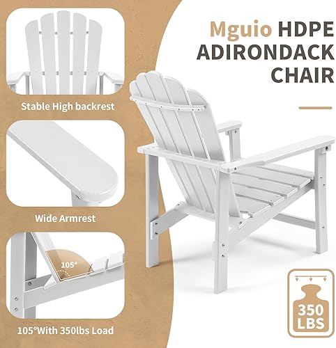 Miniatura 5 de Sillas Adirondack apilables, juego de 2, silla de fuego resistente al clima para césped, porche, terraza, ahorro de espacio, HDPE para exterior