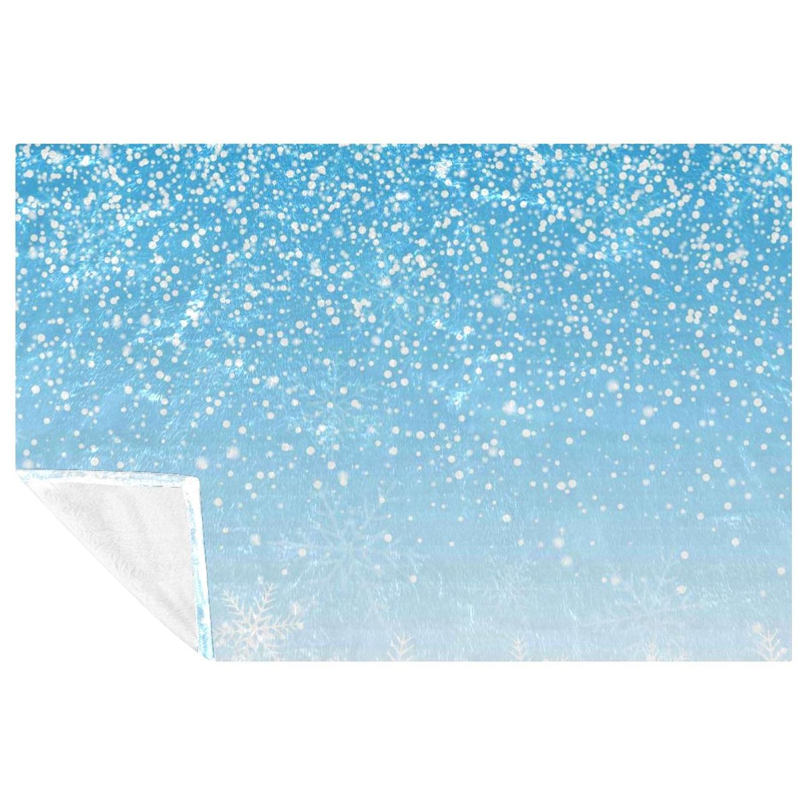 Couverture douce motifs flocons bleus plaid lit et canapé compact