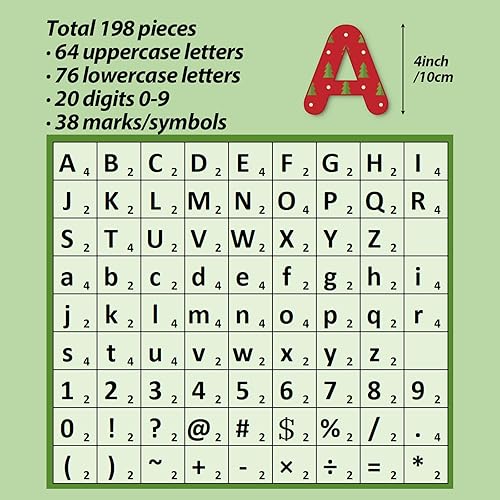 Miniatura 3 de Paquete combinado de 198 letras de pizarra de Navidad para el aula, letras del alfabeto, números, símbolo de puntuación, mini recortes para niños,