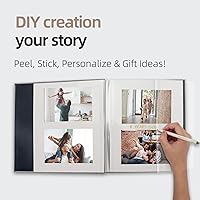 Vista 2 de Vienrose Álbum de fotos grande autoadhesivo para fotos de 4x6 8x10 10x12, álbum de recortes DIY, 40 páginas adhesivas con un bolígrafo metálico, Gris