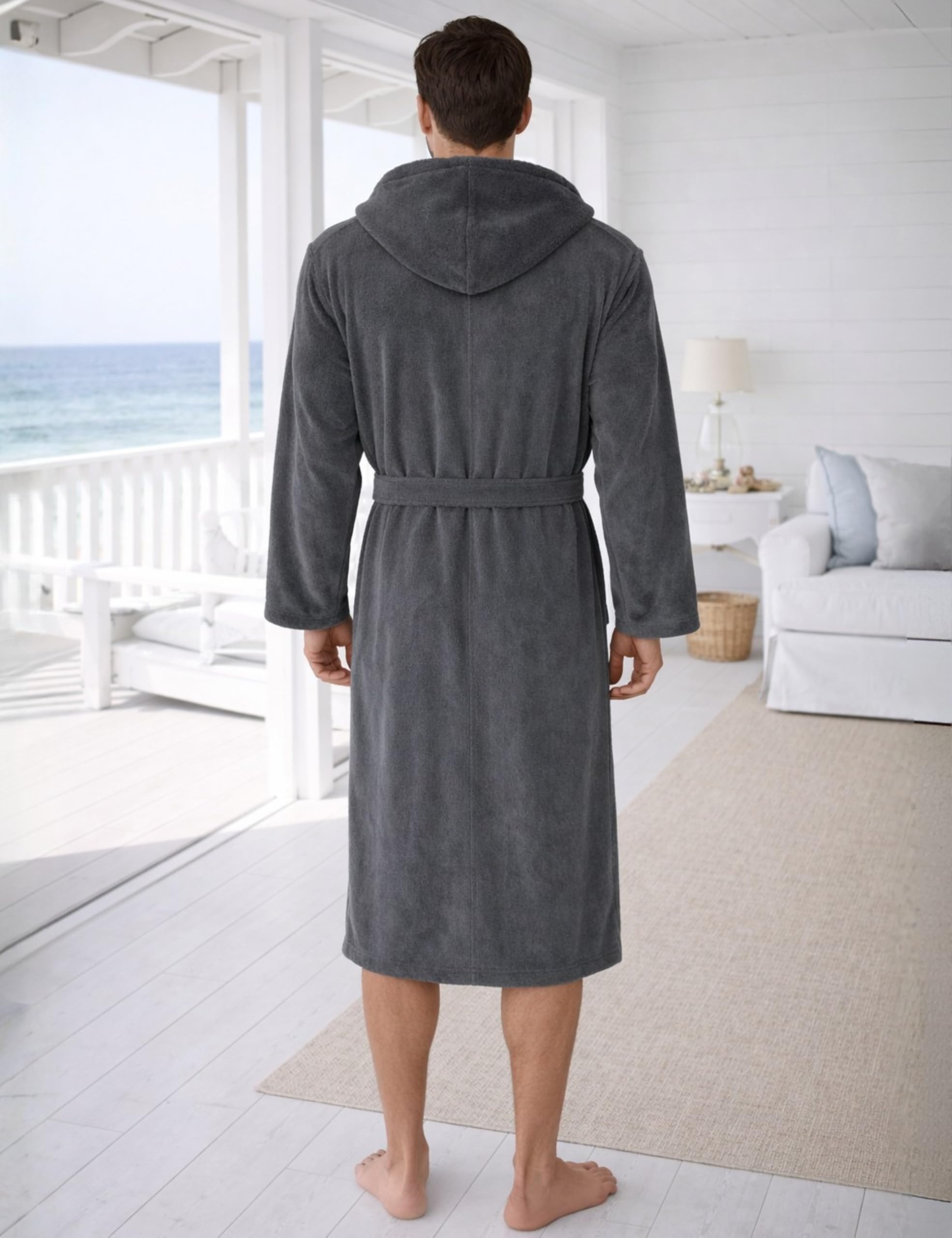 Morgenstern Bademantel Herren Frottee Baumwolle Kapuze Finn | 100% Baumwolle, weicher Frottee, Kapuze, Taschen und Bindegürtel – geprüft auf Schadstoffe, ideal für Sauna und Zuhause