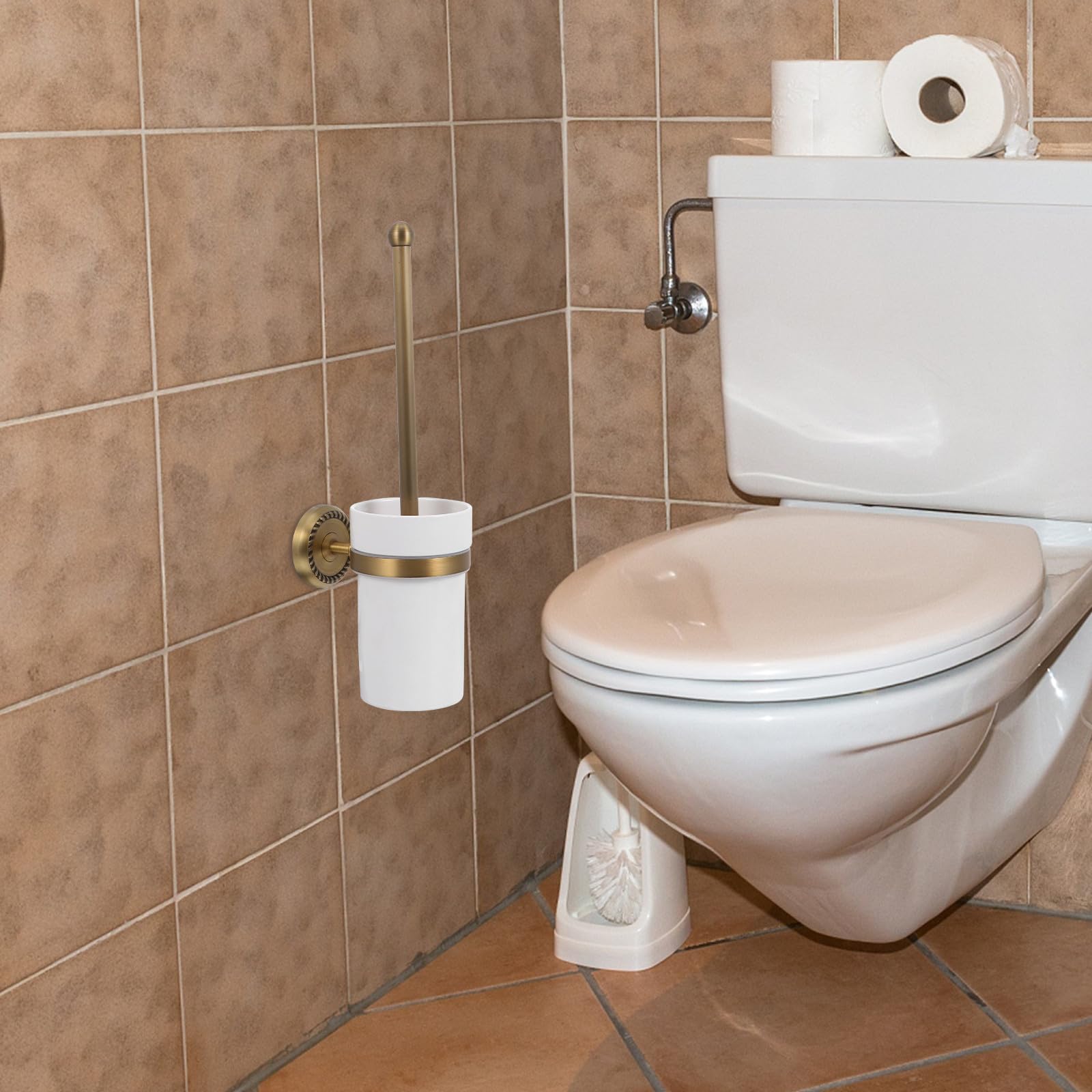 Veemoon Porta Scopino Bagno Wc in Rame Stile Europeo F6706