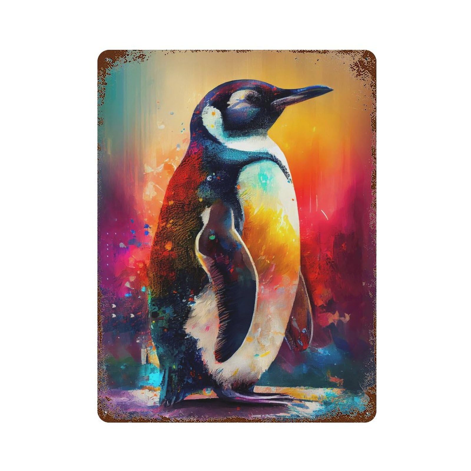 The Sociable Penguins Vintage Rust Metal Sign 15.7"x11.8", for Basement, Hobby Room And Garage Decor, Farmhouse Wall Decor