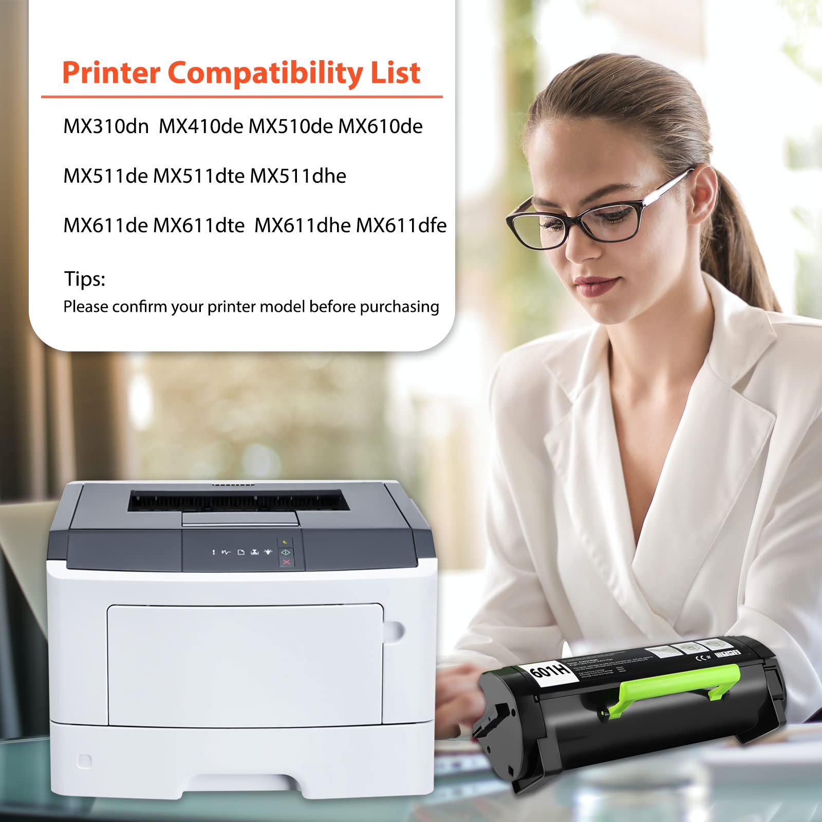 WEYNUONY 60F1H00 601H Toner Cartridge Compatible Replacement for Lexmark 601H 60F1H00 for MX310dn MX611de MX511de MX410de MX611dhe MX610de MX511dhe MX510de MX511dte MX611dte MX611dfe(10,000 Pages)