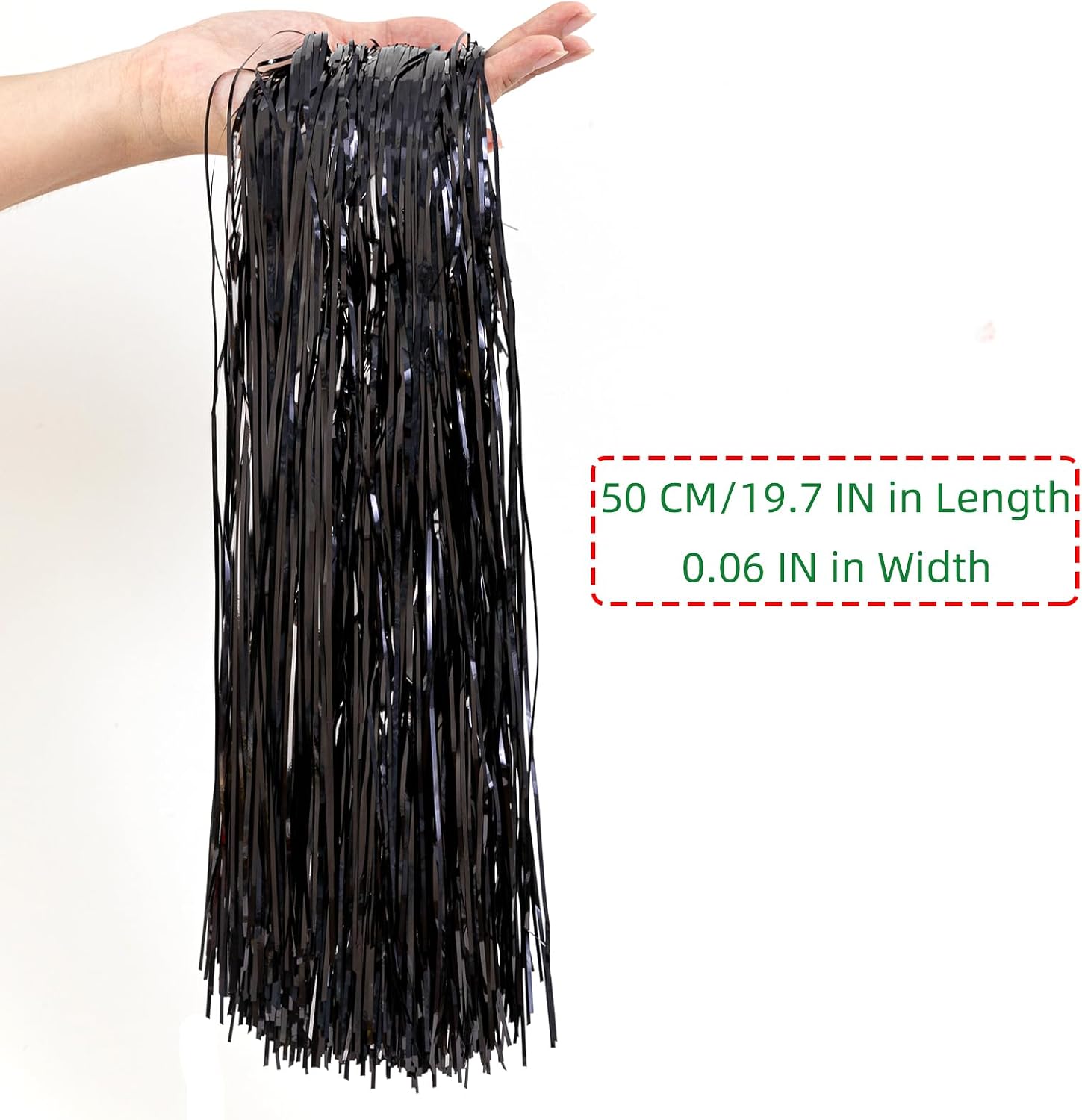 2500 Strands Christmas Tinsel Icicles Black Tinsel Foil Fringe Icicles Christmas Tree Tinsel Decoration for Christmas Birthday Wedding Party Hanging Decoration