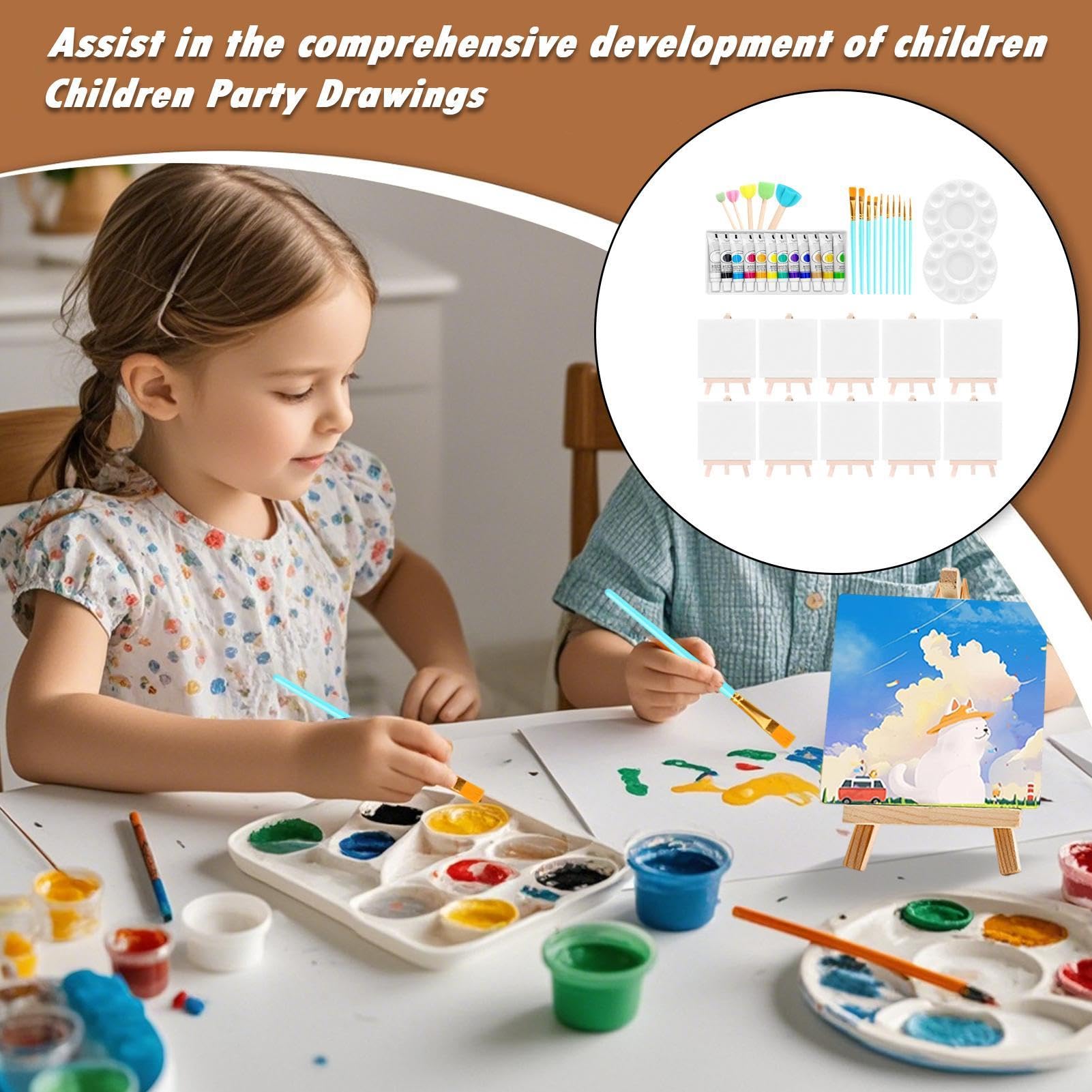 Malerei-Kit - 10-teiliges Acrylbastelset Tragbares professionelles Zeichenwerkzeuge, Anfänger Lederbundle für Erwachsene Kinder Klassenzimmer Home Outdoor Kreative Kunstaktivität