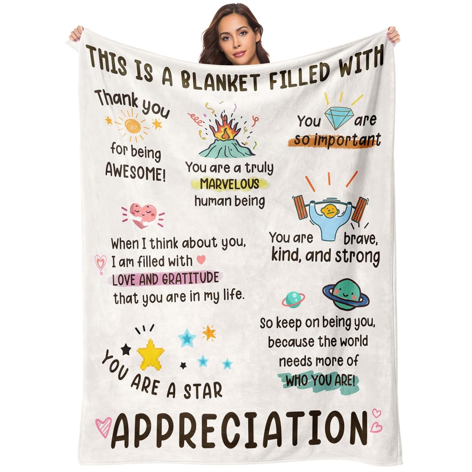 ELLECILA Thank You Gifts for Women, Appreciation Gifts 150 * 130cm, Inspirational Gifts, Appreciation Gifts for Colleague, Nurse, Boss, Volunteer, Doctor, Manager, Director, Childminder (Apprection)