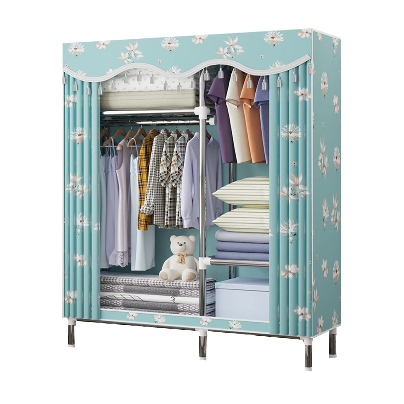 Armoire en Toile Pliable et amovible avec tringle robuste pour protéger vos vêtements