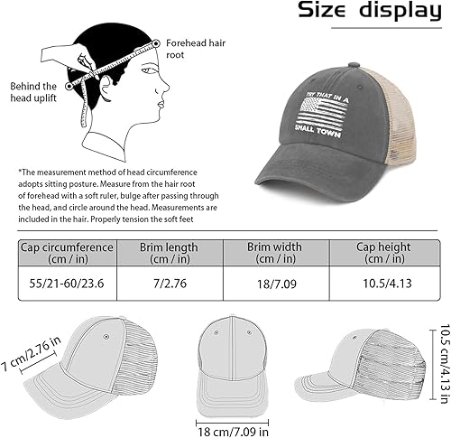 Miniatura 6 de Hat Try That in Small Towns Trucker Hat Men Funny Mesh Cap for Summer